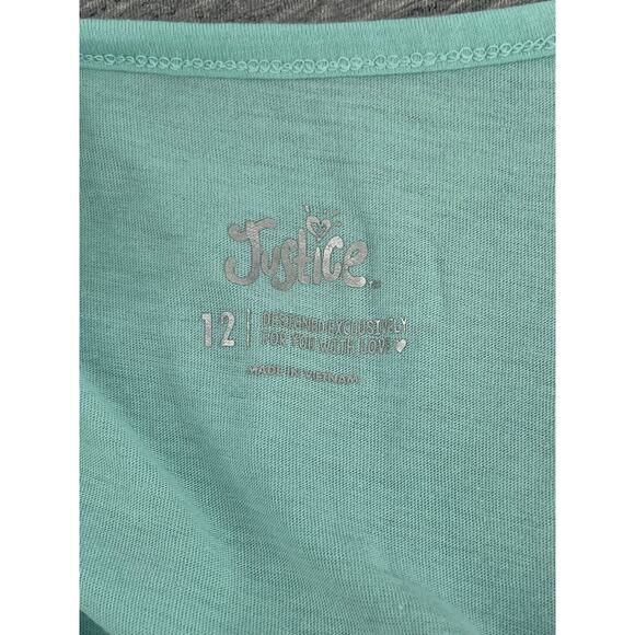 Justice Girls Gray & Blue Color Block Graphic Tank Top Youth Size 12 - Picture 4 of 4